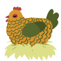 A orange and olive chicken with a lace pattern