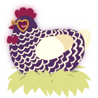 A indigo and cream chicken with a lace pattern
