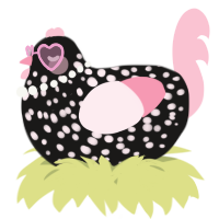 A sable and rose chicken with a speckle pattern