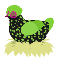 A sable and grass chicken with a speckle pattern