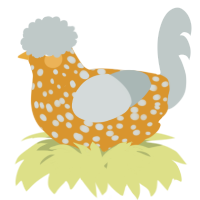 A orange and silver chicken with a speckle pattern