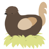 A bark and beige chicken