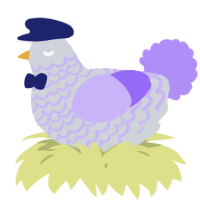 A mist and lilac chicken with a lace pattern