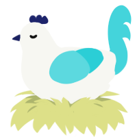 (unnamed), a white and aqua chicken