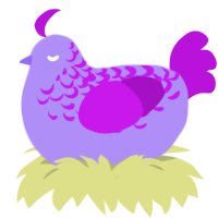 Violetta, a lilac and amethyst chicken with a half-lace pattern