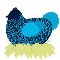 A tumblr and cerulean chicken with a double-lace pattern