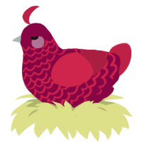 Ribbon, a maroon and crimson chicken with a lace pattern