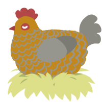 A ochre and ash chicken with a lace pattern