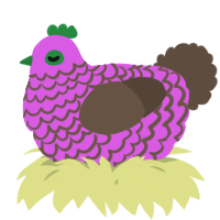 A orchid and bark chicken with a lace pattern
