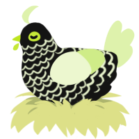 A black and apple chicken with a lace pattern