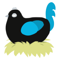 A black and cerulean chicken