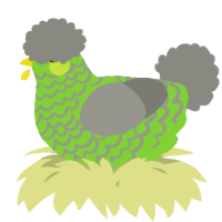 A grass and ash chicken with a lace pattern