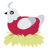 A crimson and mist chicken with a head pattern