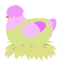 A lemon and lavender chicken with a head pattern