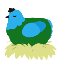 A leaf and sky chicken with a head pattern