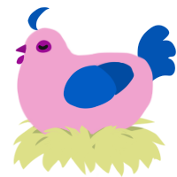A pink and ultramarine chicken