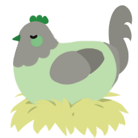A gluppy and ash chicken with a head pattern