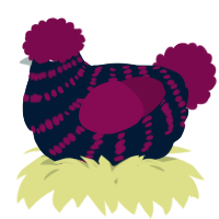 A tumblr and wine chicken with a bar pattern
