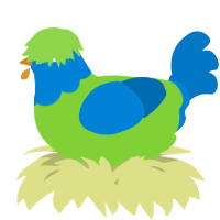 A grass and sapphire chicken with a head pattern