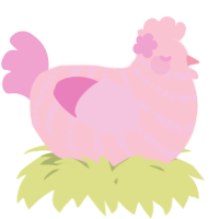 A rose and pink chicken with a bar pattern