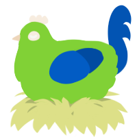 A grass and ultramarine chicken
