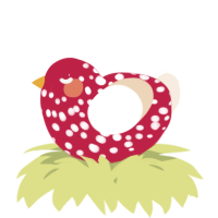 A crimson and cream chicken with a speckle pattern