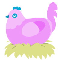 Bike Helmet, a lavender chicken with a head pattern