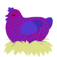 grape flavored candy, a plum and indigo chicken with a lace pattern