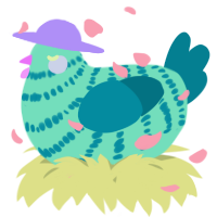 A mint and sea chicken with a bar pattern