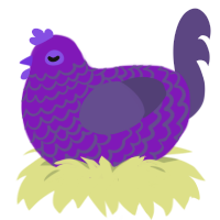 Alexa, a violet and overcast chicken with a lace pattern