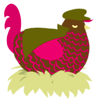 A bark and fuchsia chicken with a lace pattern