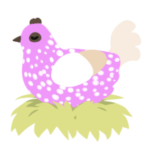 A lavender and cream chicken with a speckle pattern