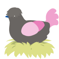 A grey and pink chicken