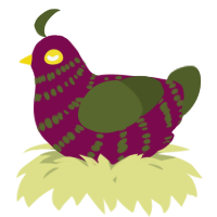 A wine and olive chicken with a bar pattern