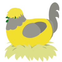 A yellow and ash chicken with a head pattern