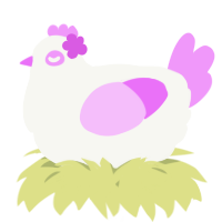 A white and lavender chicken