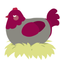 A ash and maroon chicken with a head pattern