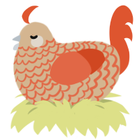 (unnamed), a beige and vermilion chicken with a lace pattern