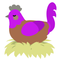 A brown and amethyst chicken with a head pattern