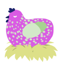A orchid and gluppy chicken with a speckle pattern