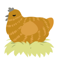 A ochre and orange chicken with a bar pattern