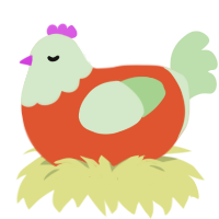 (unnamed), a vermilion and gluppy chicken with a head pattern