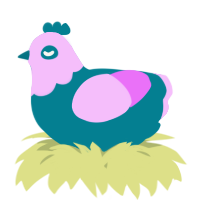 A sea and lavender chicken with a head pattern