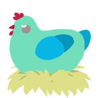 A mint and cerulean chicken