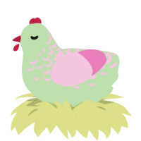 Pinkgluppy, a gluppy and pink chicken with a half-lace pattern