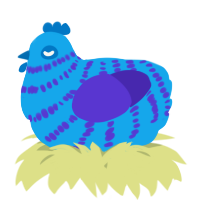 A sky and indigo chicken with a bar pattern