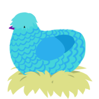 A aqua and sky chicken with a lace pattern