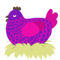 A violet and fuchsia chicken with a lace pattern