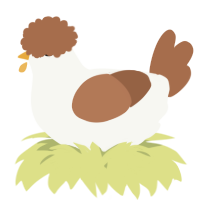 A white and brown chicken