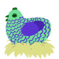 A spring and indigo chicken with a lace pattern